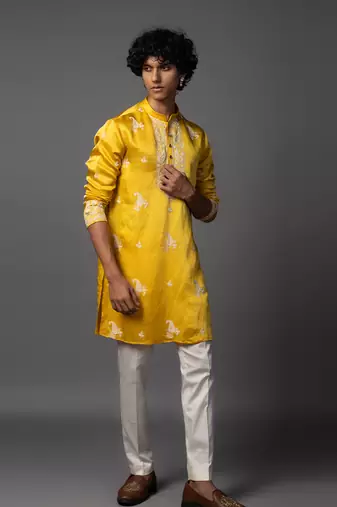 Sunlit grace yellow kurta pajama set