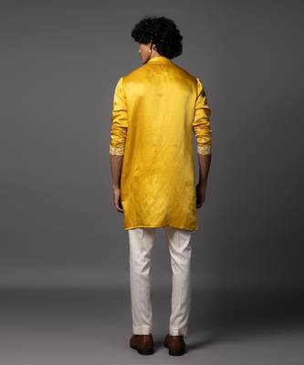 Sunlit grace yellow kurta pajama set 5