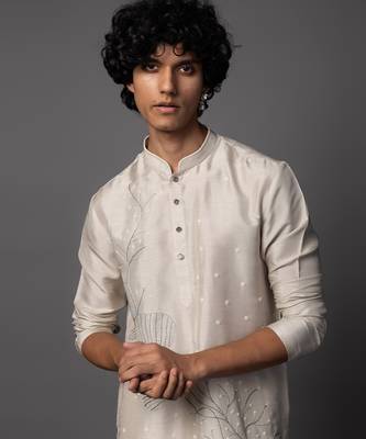 Floral dusk grey kurta pajama set 2