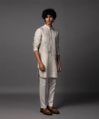 Floral dusk grey kurta pajama set 4