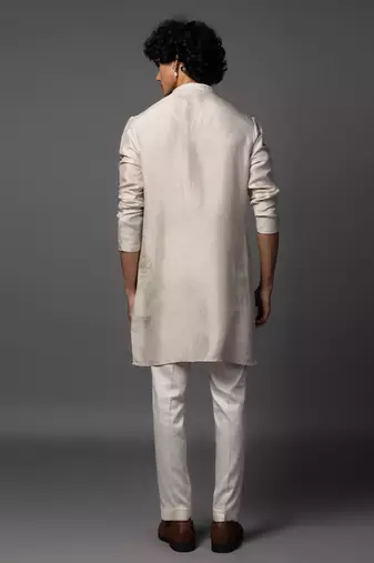 Floral dusk grey kurta pajama set