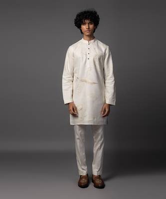 Linen luxe ivory kurta pajama set 1