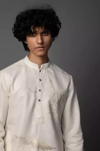 Linen luxe ivory kurta pajama set