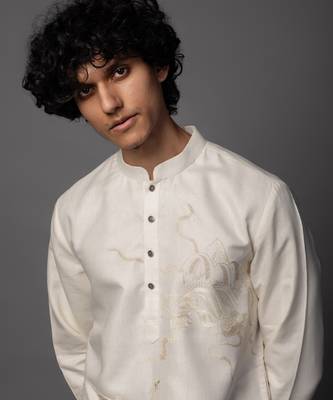 Linen luxe ivory kurta pajama set 3