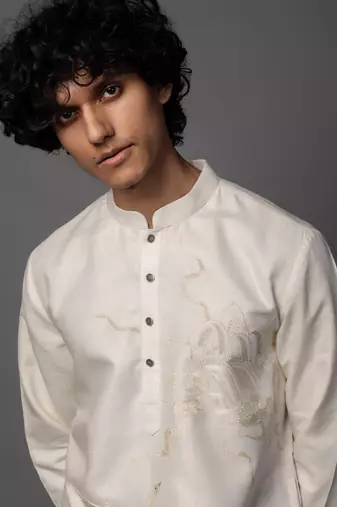 Linen luxe ivory kurta pajama set