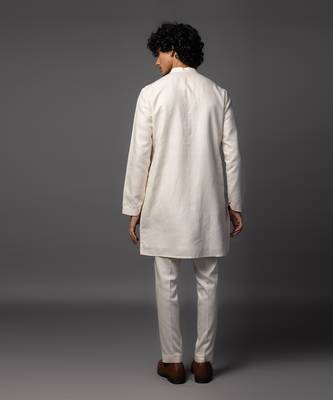 Linen luxe ivory kurta pajama set 4