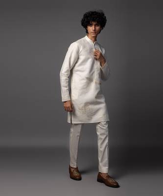 Linen luxe ivory kurta pajama set 5