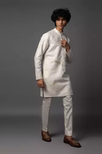 Linen luxe ivory kurta pajama set