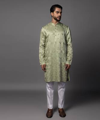 Sparkling jade mint green kurta pajama set 1