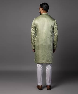 Sparkling jade mint green kurta pajama set 2