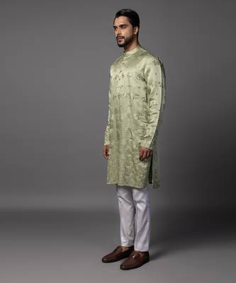 Sparkling jade mint green kurta pajama set 3