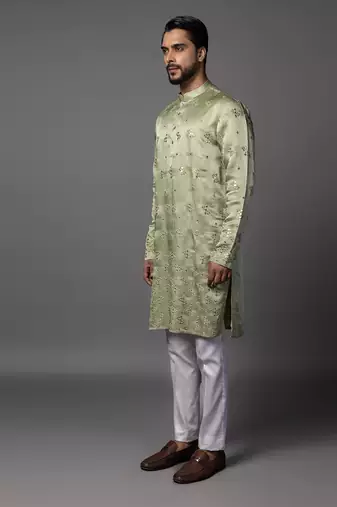 Sparkling jade mint green kurta pajama set