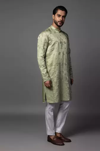 Sparkling jade mint green kurta pajama set