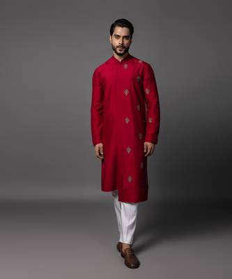 Vermelion threads red kurta pajama set 1