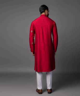Vermelion threads red kurta pajama set 4