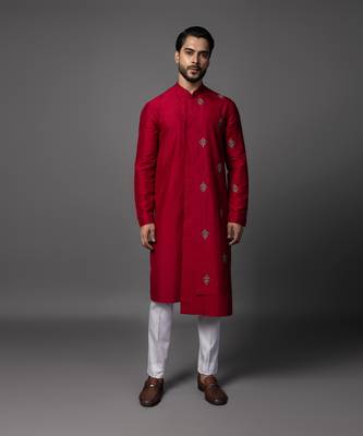 Vermelion threads red kurta pajama set 5