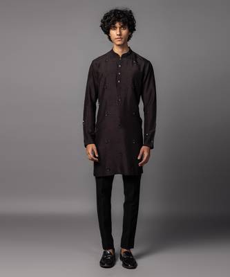 Cocoa fluer dark brown kurta pajama set 1