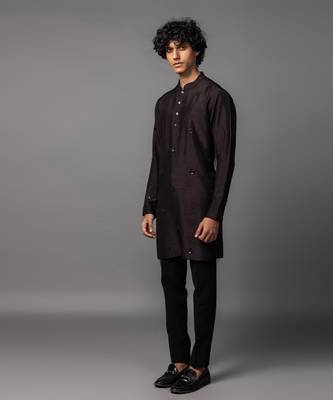 Cocoa fluer dark brown kurta pajama set 2