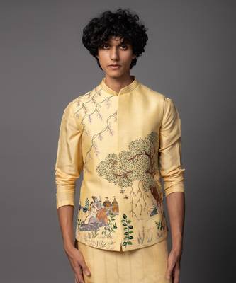 Ram sita yellow kurta jacket set 2