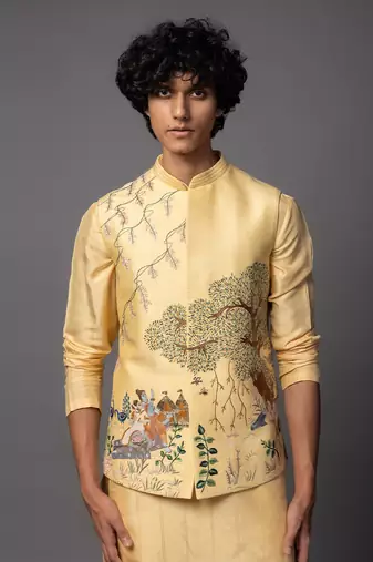 Ram sita yellow kurta jacket set