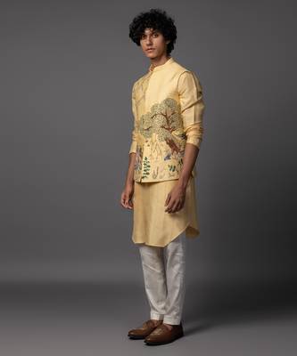 Ram sita yellow kurta jacket set 3