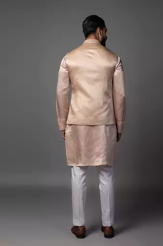 Kasuti geomteric butterfly pink kurta jacket set