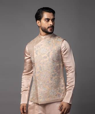 Kasuti geomteric butterfly pink kurta jacket set 4