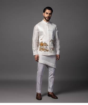 Arjun krishna white kurta jacket set 1