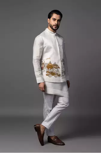 Arjun krishna white kurta jacket set