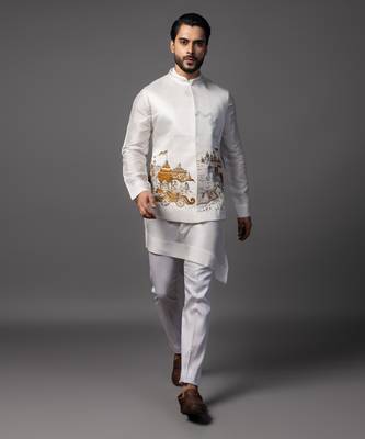 Arjun krishna white kurta jacket set 3