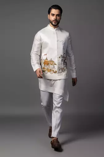 Arjun krishna white kurta jacket set