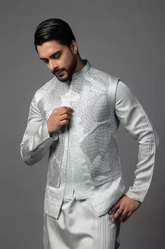 Petals blue kurta jacket set