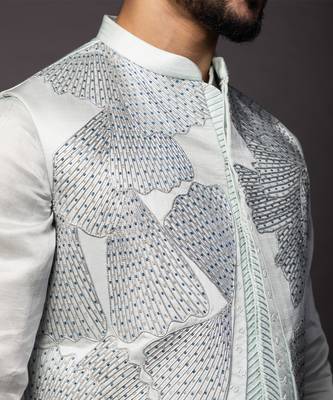 Petals blue kurta jacket set 3