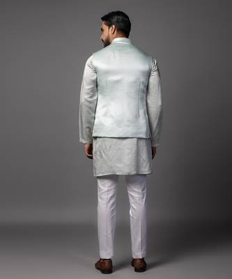 Petals blue kurta jacket set 4