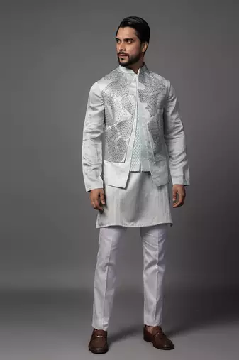 Petals blue kurta jacket set