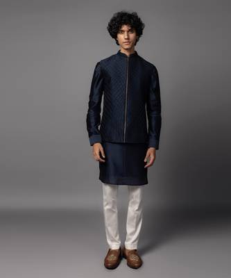 Lines navy kurta jacket set 1