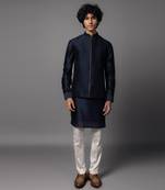 Lines navy kurta jacket set