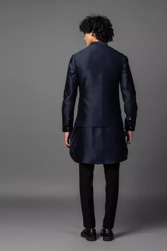 Lines navy kurta jacket set