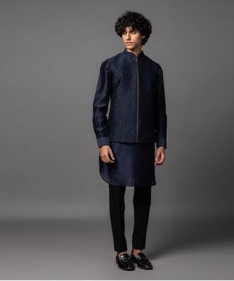 Lines navy kurta jacket set 3