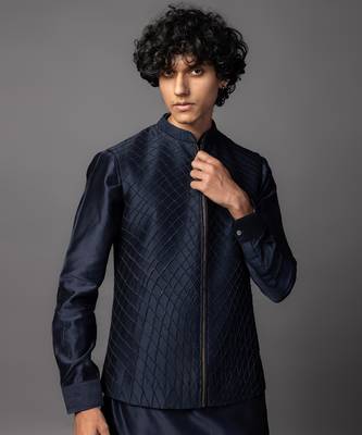 Lines navy kurta jacket set 4