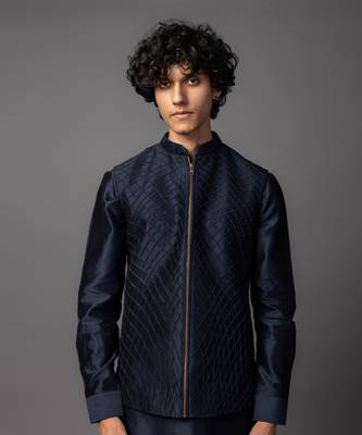 Lines navy kurta jacket set 5