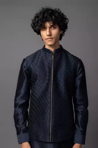 Lines navy kurta jacket set