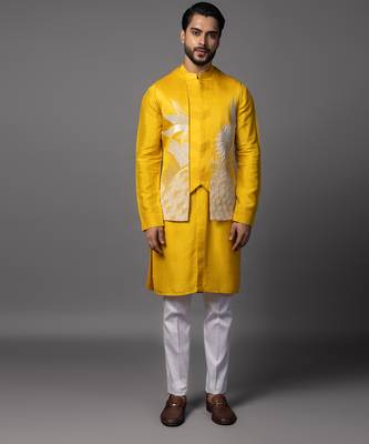 Dahlia yellowkurta jacket set 1