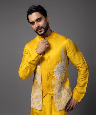Dahlia yellowkurta jacket set 2