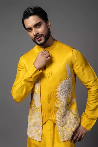 Dahlia yellowkurta jacket set