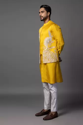 Dahlia yellowkurta jacket set
