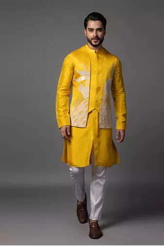 Dahlia yellowkurta jacket set