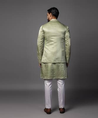 Kasuti maple leaf green kurta jacket set 4