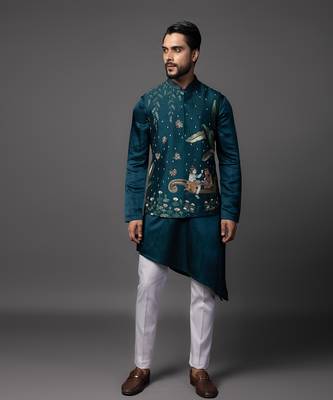 Shiv parvati milan blue kurta jacket set 3