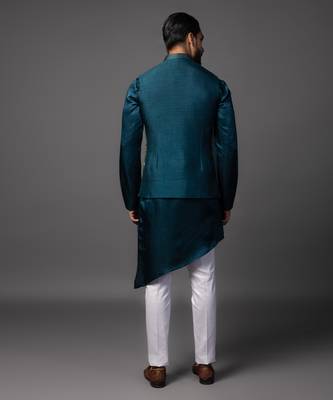Shiv parvati milan blue kurta jacket set 4